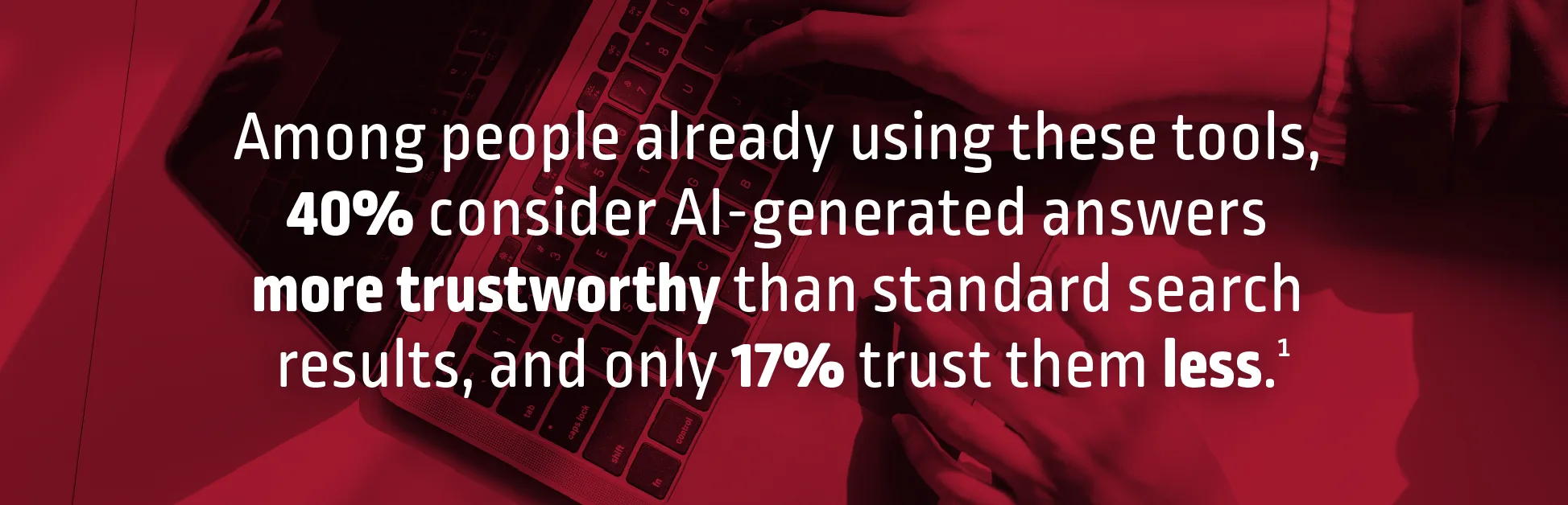 Stat showing 40% of AI tool users trust AI answers more than search, only 17% trust them less.
